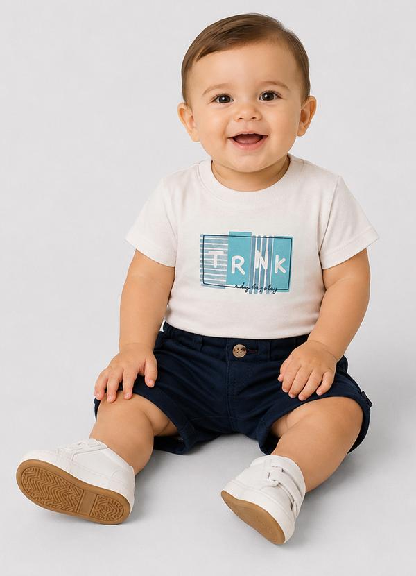 Conjunto Infantil Camiseta com Bermuda Bege