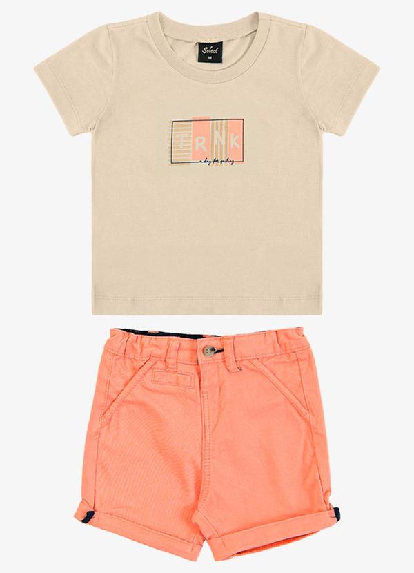 Conjunto Infantil Camiseta com Bermuda Bege