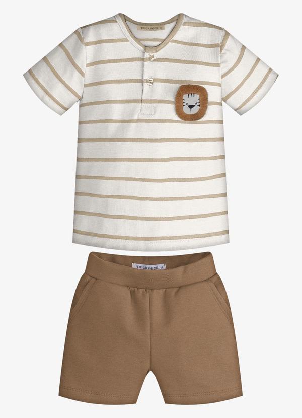 Conjunto Infantil Camiseta com Bermuda Bege