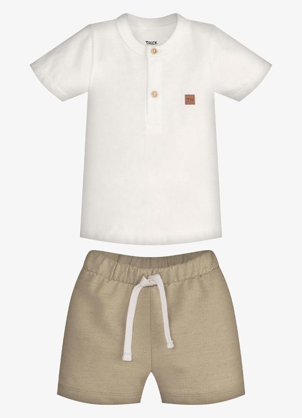 Conjunto Infantil Camiseta com Bermuda Bege