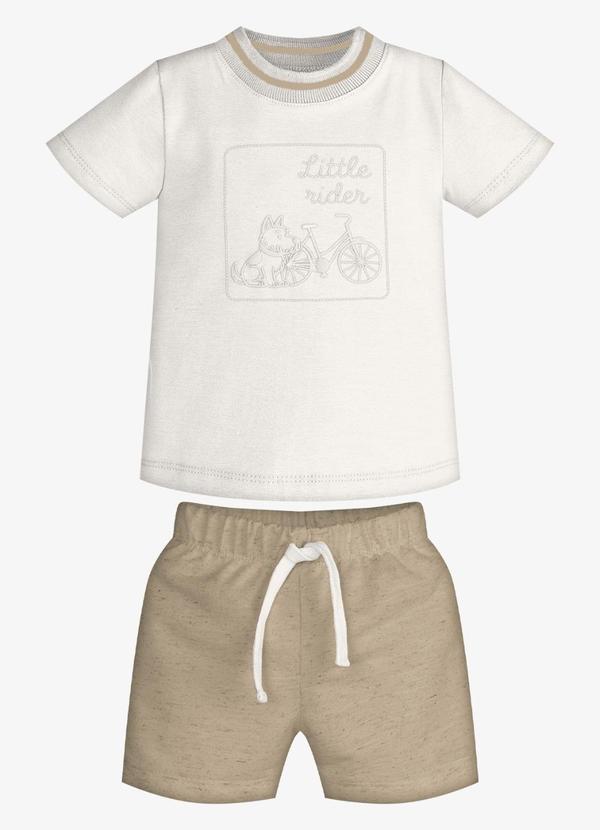 Conjunto Infantil Camiseta com Bermuda Bege