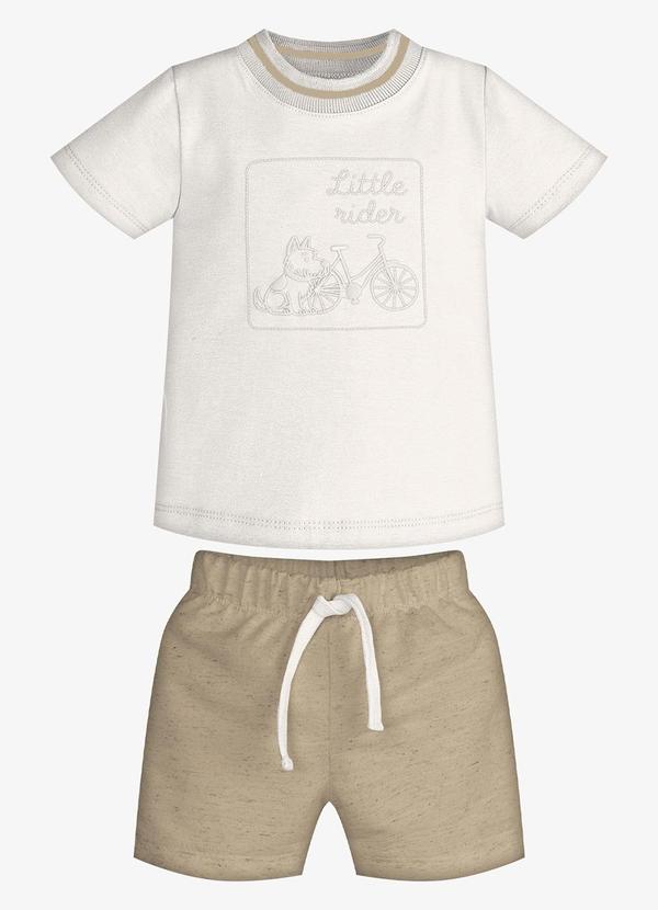 Conjunto Infantil Camiseta com Bermuda Bege