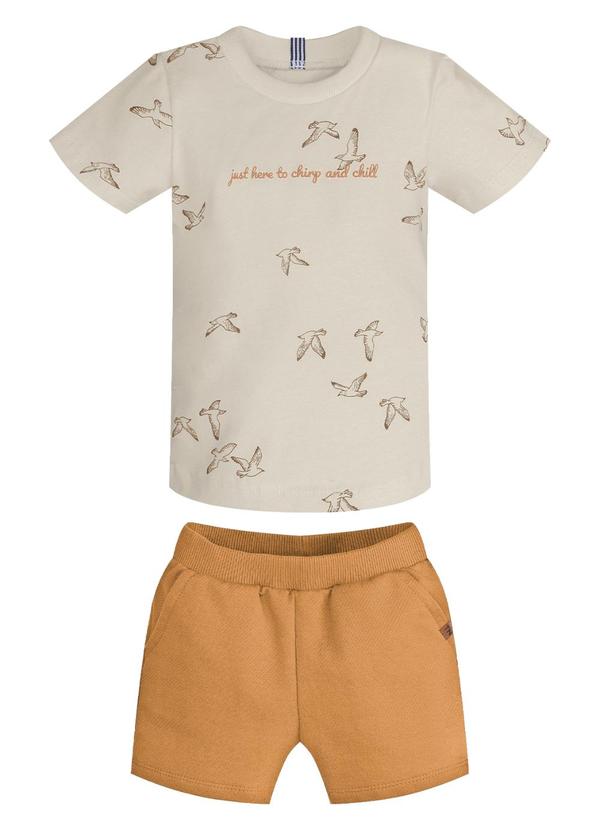 Conjunto Infantil Camiseta com Bermuda Bege