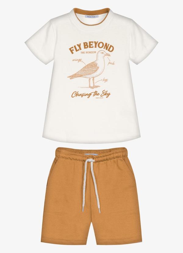 Conjunto Infantil Camiseta com Bermuda Bege