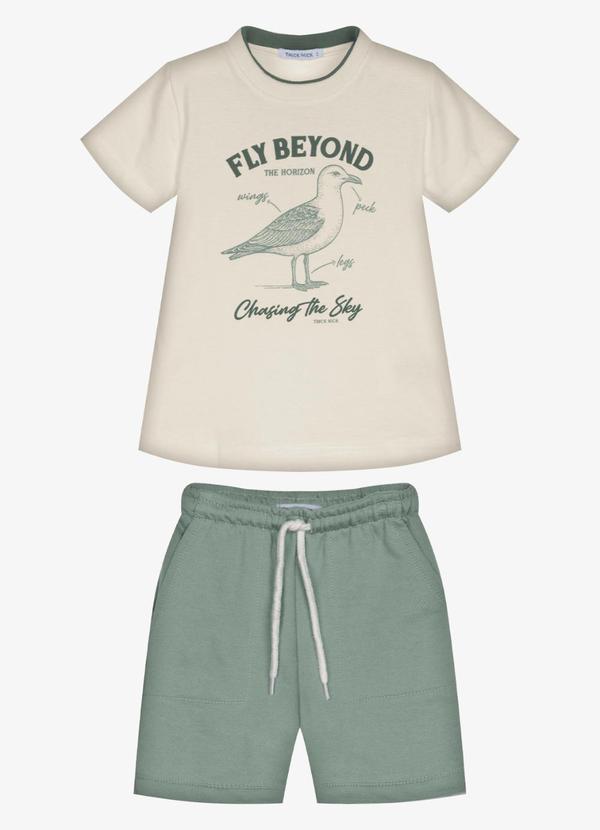 Conjunto Infantil Camiseta com Bermuda Bege