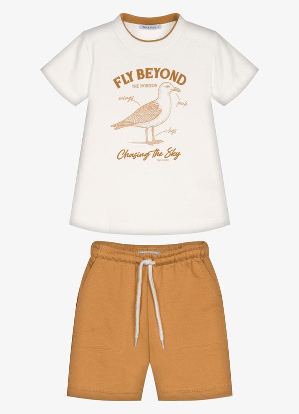 Conjunto Infantil Camiseta com Bermuda Bege