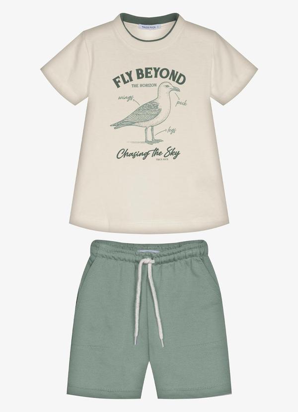 Conjunto Infantil Camiseta com Bermuda Bege
