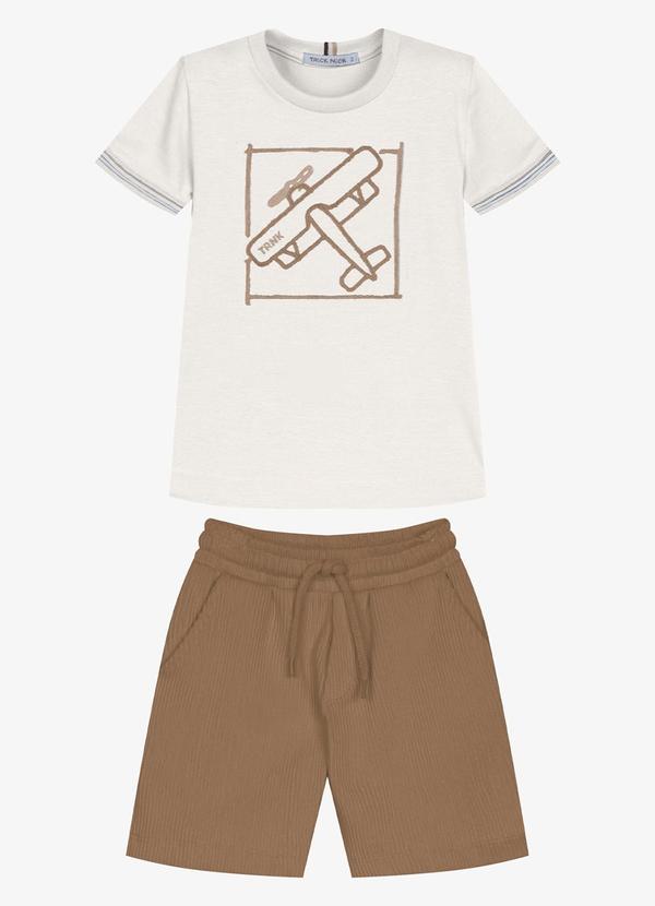 Conjunto Infantil Camiseta com Bermuda Bege