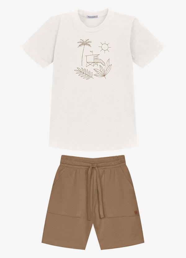 Conjunto Infantil Camiseta com Bermuda Bege