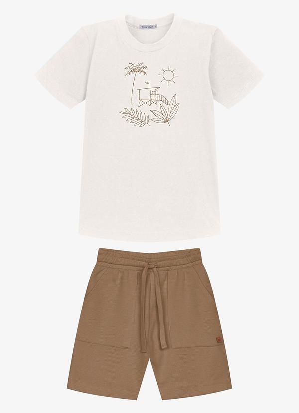 Conjunto Infantil Camiseta com Bermuda Bege