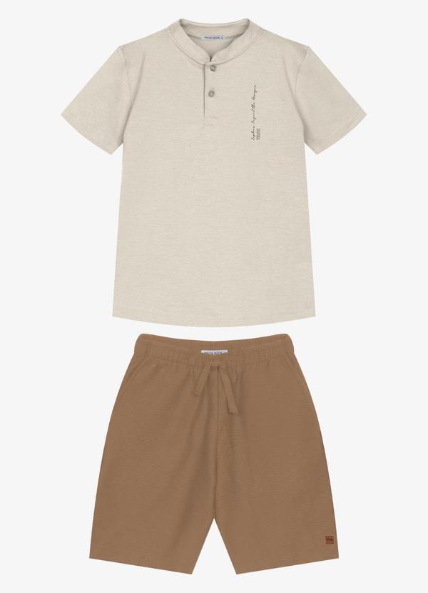 Conjunto Infantil Camiseta com Bermuda Bege