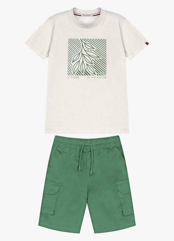 Conjunto Infantil Camiseta com Bermuda Bege