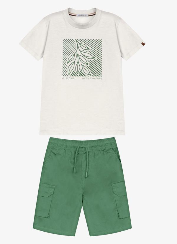 Conjunto Infantil Camiseta com Bermuda Bege
