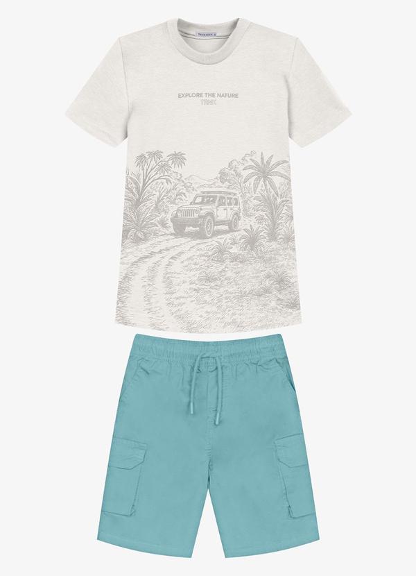 Conjunto Infantil Camiseta com Bermuda Bege