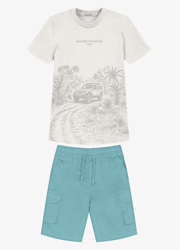 Conjunto Infantil Camiseta com Bermuda Bege