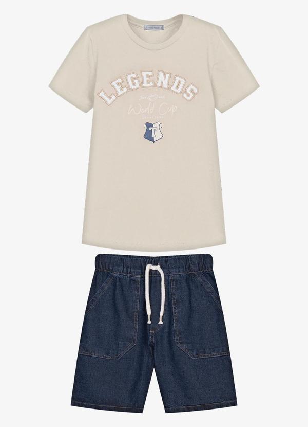 Conjunto Infantil Camiseta com Bermuda Bege