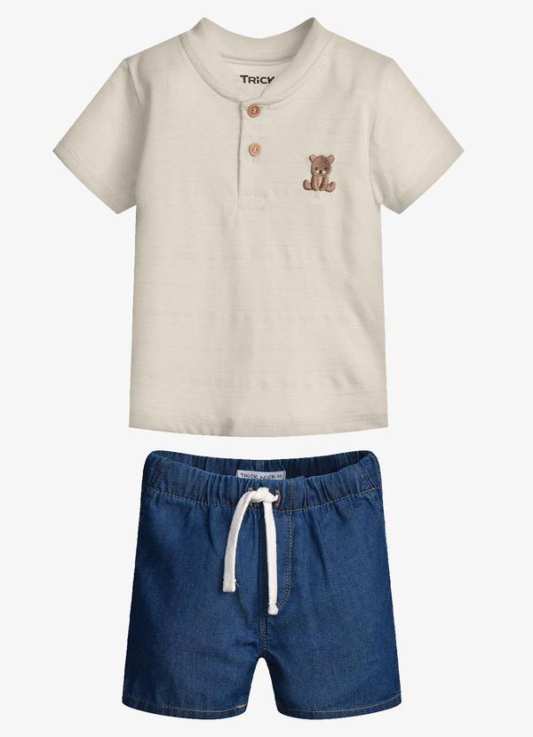 Conjunto Infantil Camiseta com Bermuda Bege