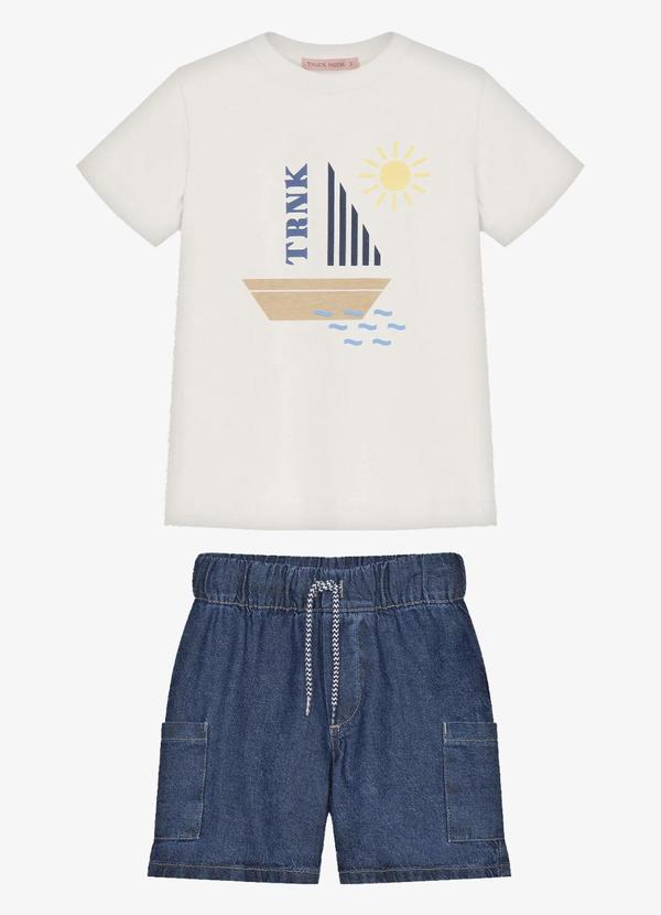 Conjunto Infantil Camiseta com Bermuda Bege