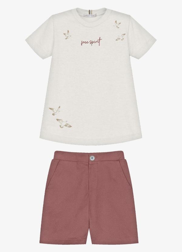 Conjunto Infantil Camiseta com Bermuda Bege