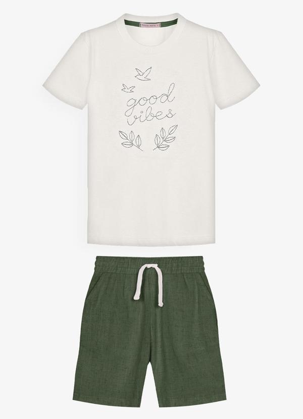 Conjunto Infantil Camiseta com Bermuda Bege