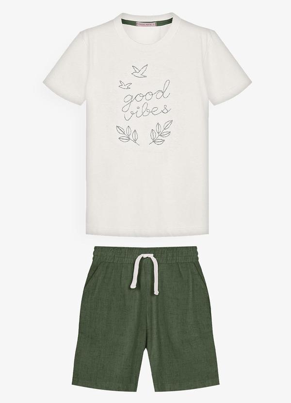 Conjunto Infantil Camiseta com Bermuda Bege