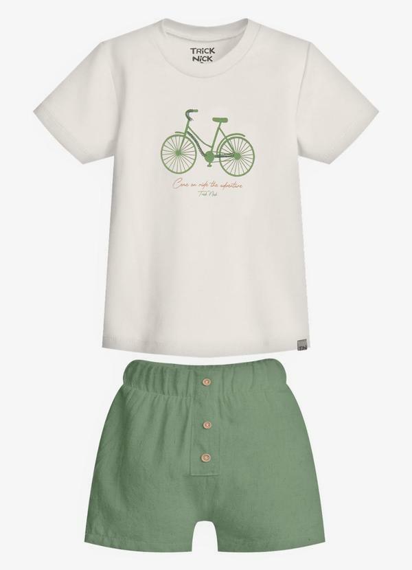 Conjunto Infantil Camiseta com Bermuda Bege