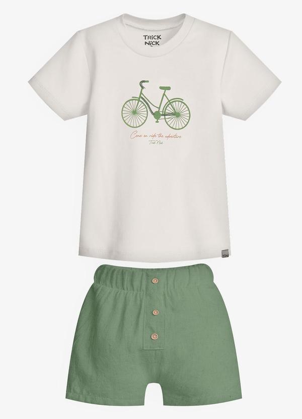 Conjunto Infantil Camiseta com Bermuda Bege