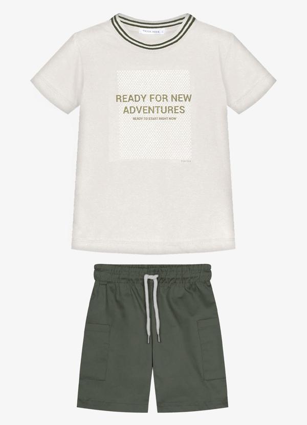 Conjunto Infantil Camiseta com Bermuda Bege
