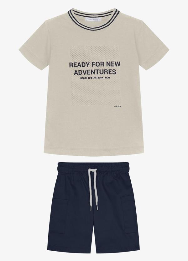 Conjunto Infantil Camiseta com Bermuda Bege