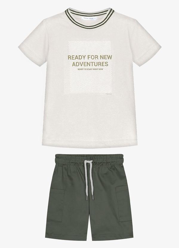 Conjunto Infantil Camiseta com Bermuda Bege