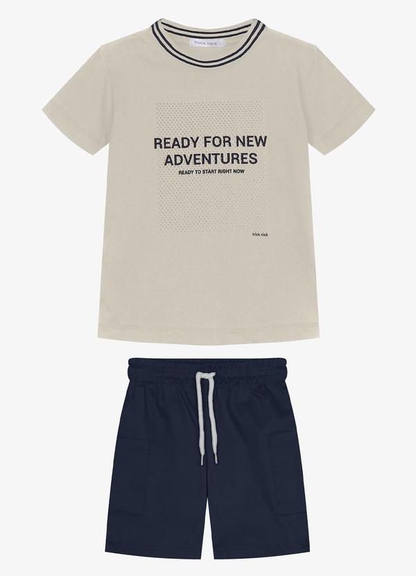 Conjunto Infantil Camiseta com Bermuda Bege