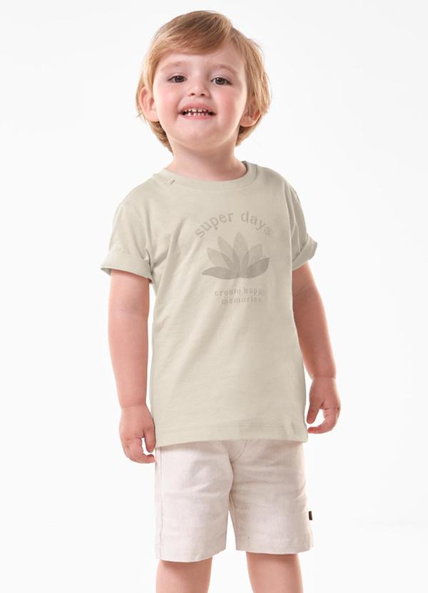 Conjunto Infantil Camiseta com Bermuda Bege
