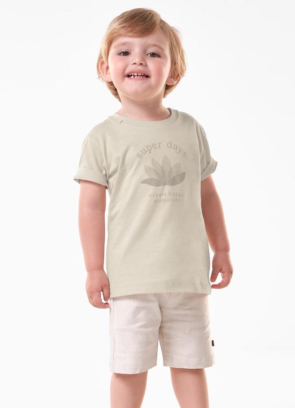 Conjunto Infantil Camiseta com Bermuda Bege