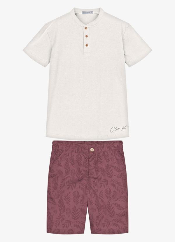 Conjunto Infantil Camiseta com Bermuda Bege