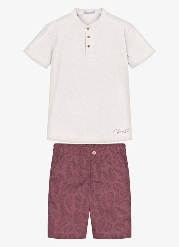 Conjunto Infantil Camiseta com Bermuda Bege