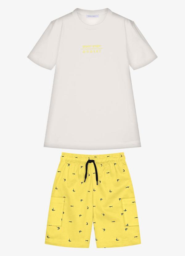 Conjunto Infantil Camiseta com Bermuda Bege