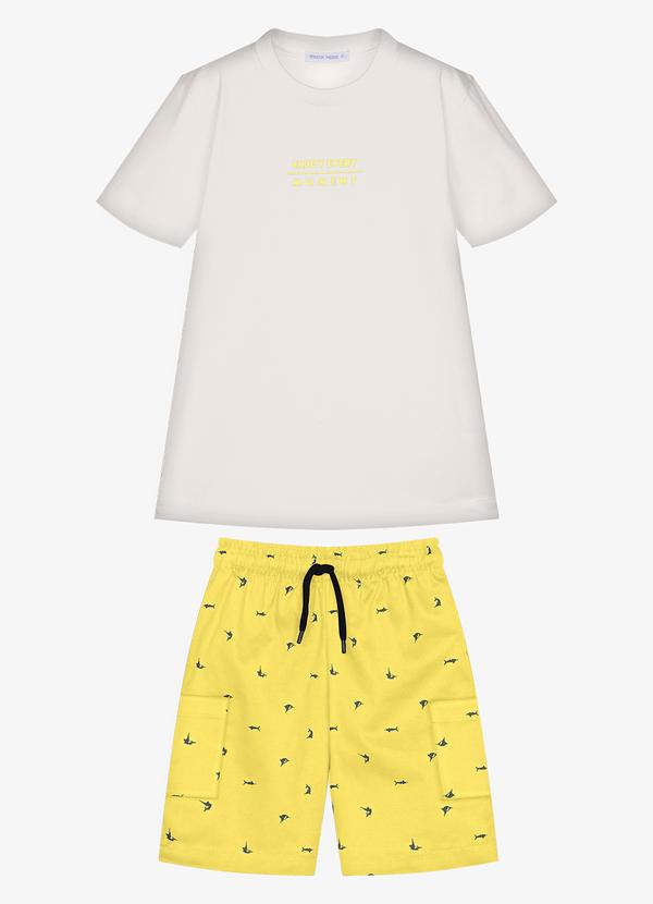 Conjunto Infantil Camiseta com Bermuda Bege