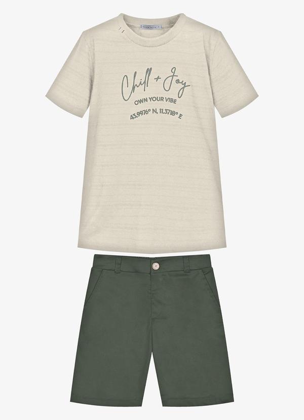 Conjunto Infantil Camiseta com Bermuda Bege