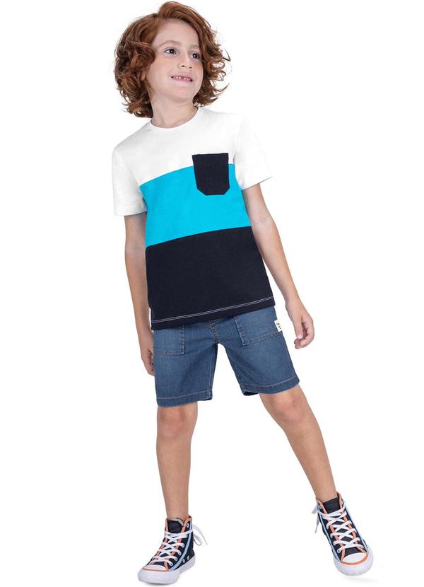 Vista 2 Conjunto Infantil Camiseta com Bermuda Branco Trick Nick Trick Nick