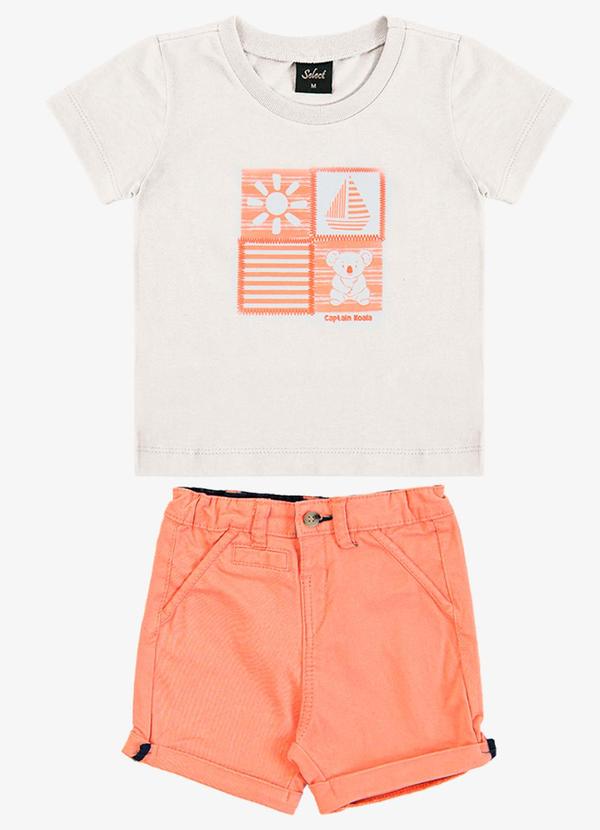 Conjunto Infantil Camiseta com Bermuda Branco