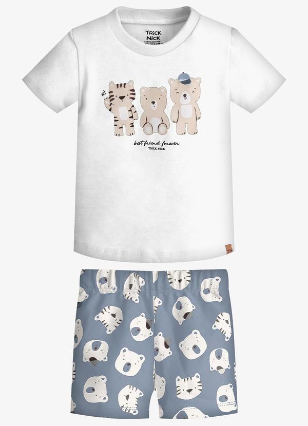 Conjunto Infantil Camiseta com Bermuda Branco