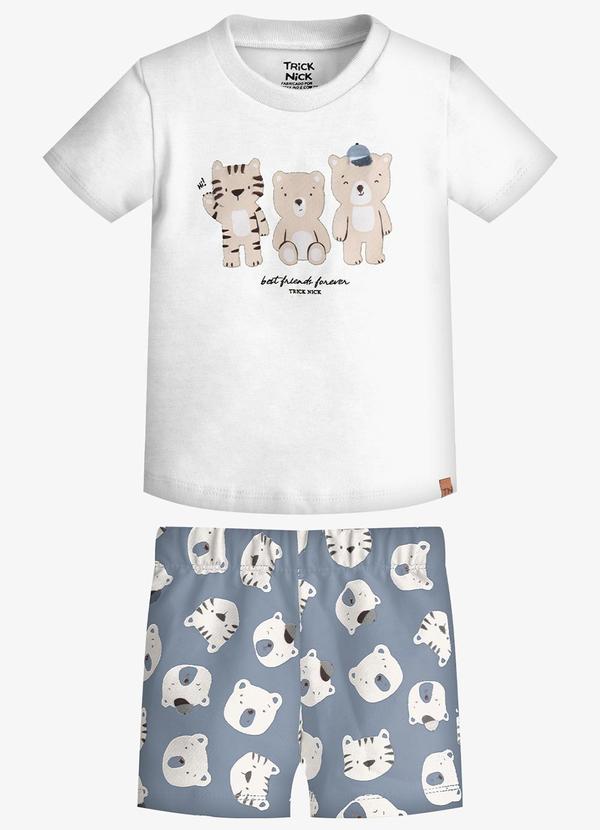 Conjunto Infantil Camiseta com Bermuda Branco