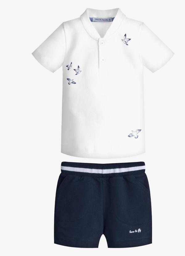 Conjunto Infantil Camiseta com Bermuda Branco