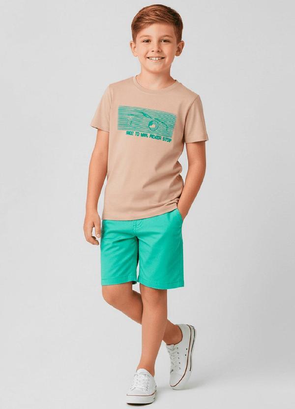 Conjunto Infantil Camiseta com Bermuda Marrom