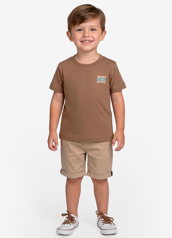 Conjunto Infantil Camiseta com Bermuda Marrom