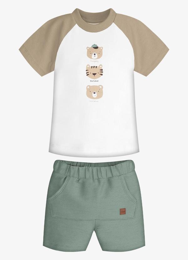 Conjunto Infantil Camiseta com Bermuda Marrom