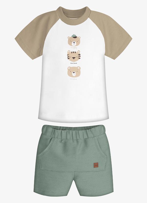 Conjunto Infantil Camiseta com Bermuda Marrom