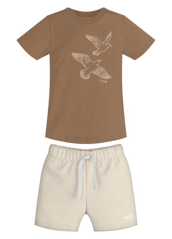 Conjunto Infantil Camiseta com Bermuda Marrom