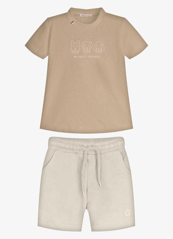 Conjunto Infantil Camiseta com Bermuda Marrom
