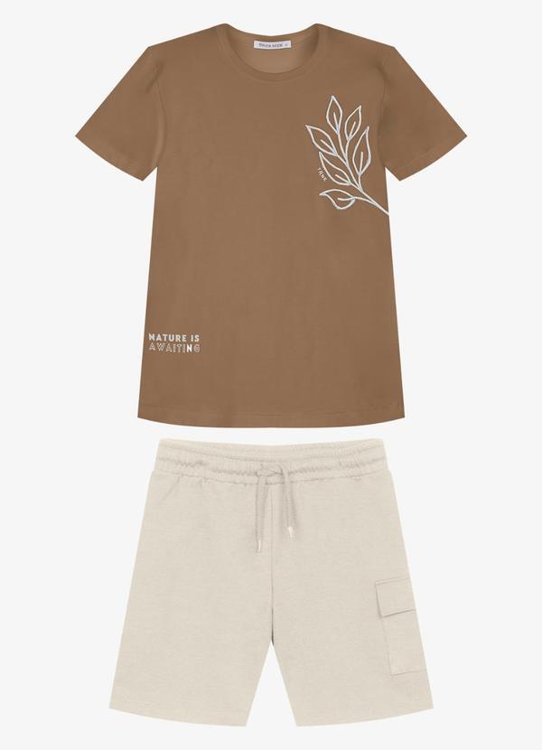 Conjunto Infantil Camiseta com Bermuda Marrom